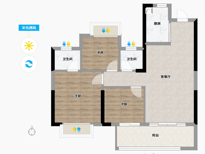 福建省-龙岩市-书华文郡-71.47-户型库-采光通风