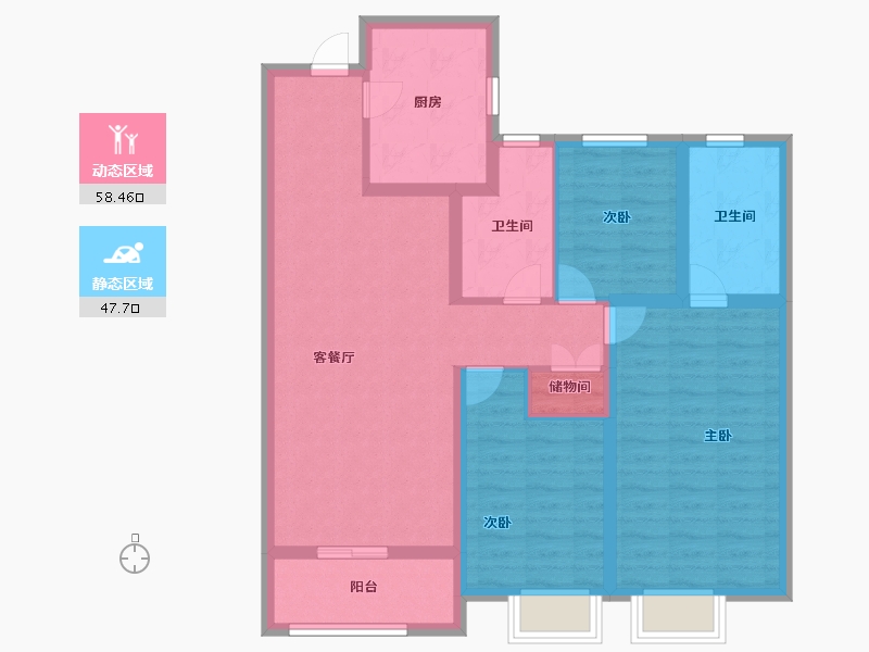 山西省-太原市-远大·凤玺湾-94.40-户型库-动静分区