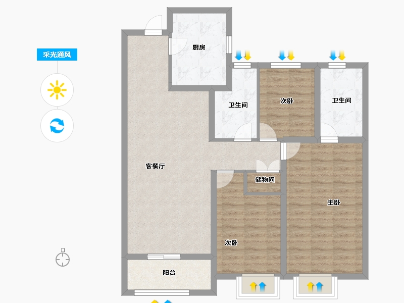 山西省-太原市-远大·凤玺湾-94.40-户型库-采光通风