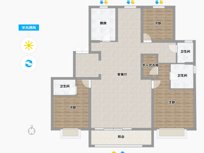 山西省-太原市-远大·凤玺湾-152.00-户型库-采光通风