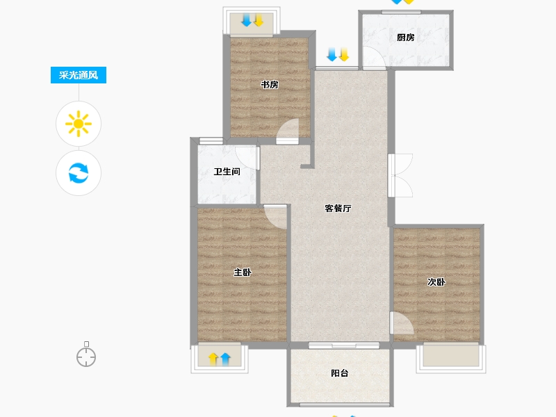 安徽省-黄山市-鑫基·尚紫台-86.11-户型库-采光通风