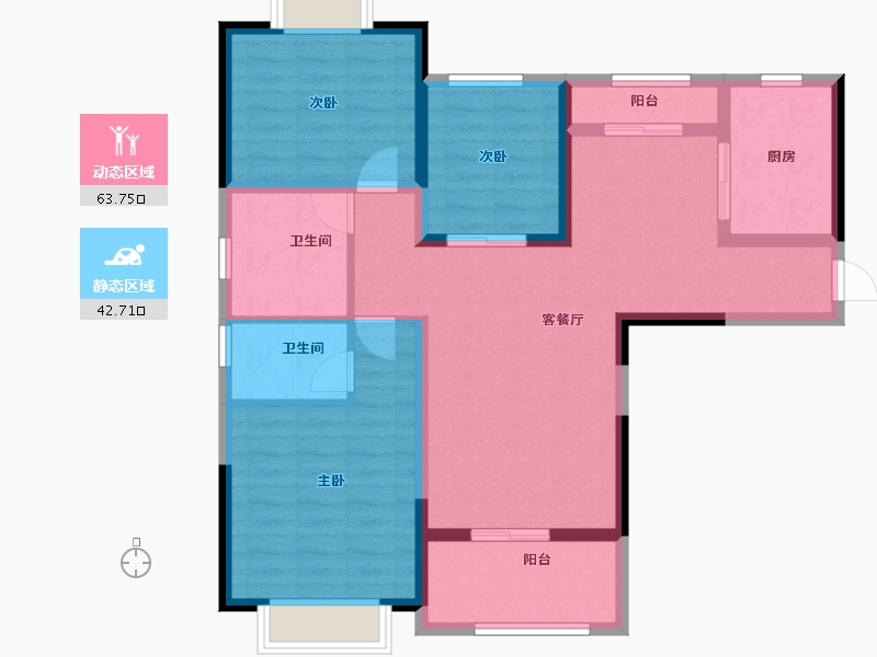 湖北省-宜昌市-中央山水3期-94.60-户型库-动静分区