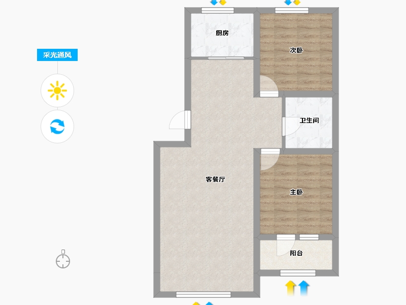 吉林省-吉林市-筑石·红-70.60-户型库-采光通风