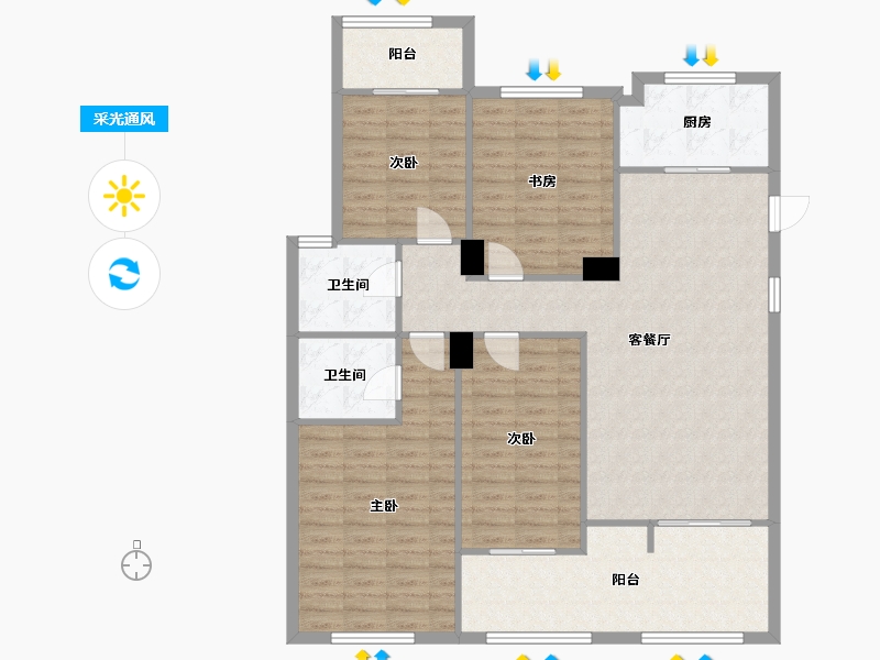 浙江省-湖州市-赞成名仕府-119.36-户型库-采光通风