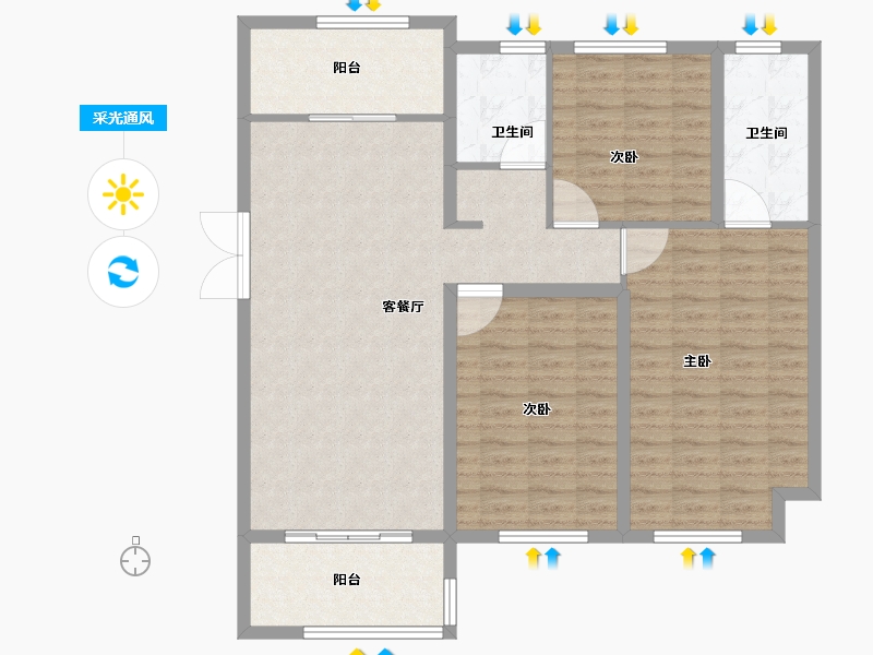 江苏省-连云港市-尚都·滟澜山-108.70-户型库-采光通风