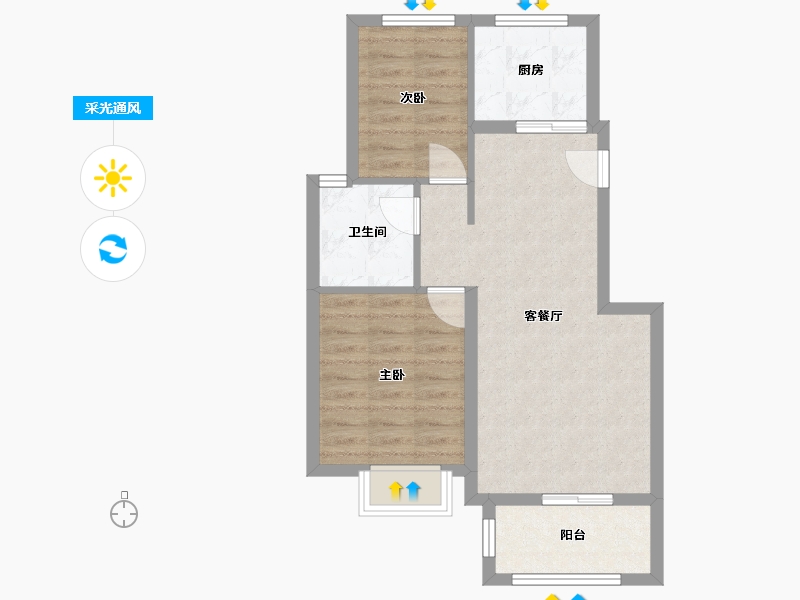 浙江省-嘉兴市-龙光江南大境里-59.69-户型库-采光通风