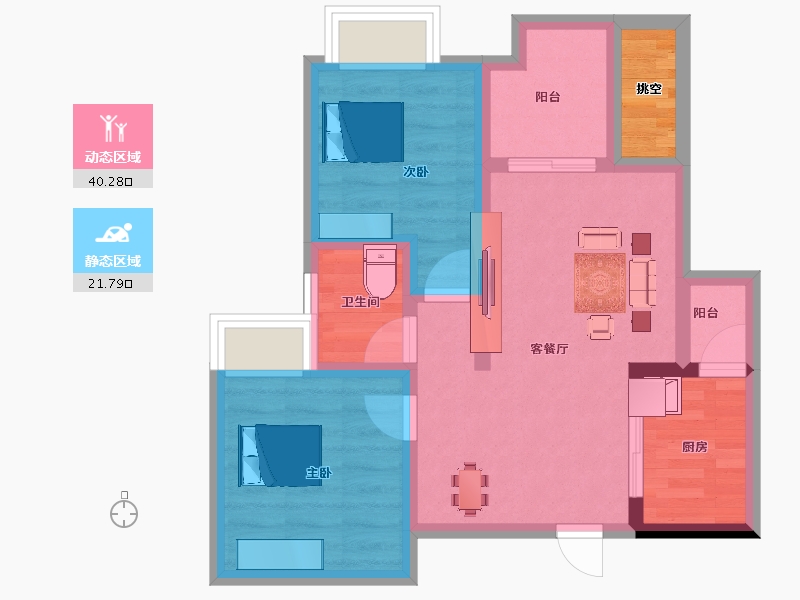 四川省-成都市-美洲花园棕榈湾-55.74-户型库-动静分区