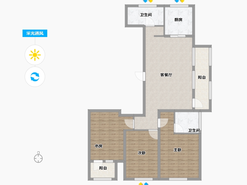 山东省-泰安市-城开·玉园-117.70-户型库-采光通风