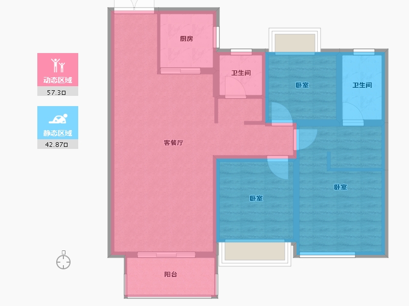 河南省-南阳市-梧桐公馆III期-89.61-户型库-动静分区