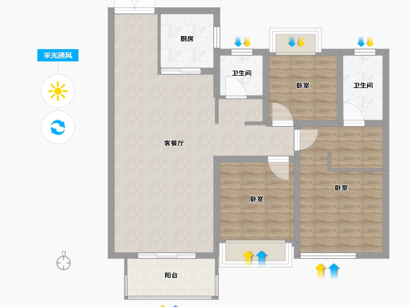 河南省-南阳市-梧桐公馆III期-89.61-户型库-采光通风