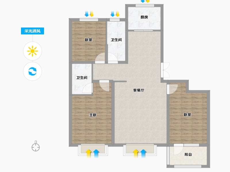 山东省-德州市-华腾御城澜湾-116.01-户型库-采光通风