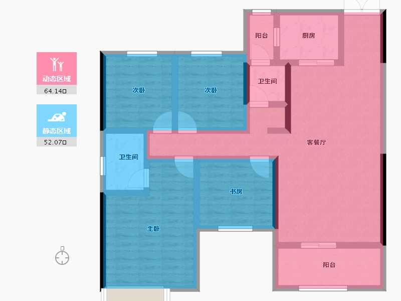 湖南省-常德市-弘康公馆-102.01-户型库-动静分区