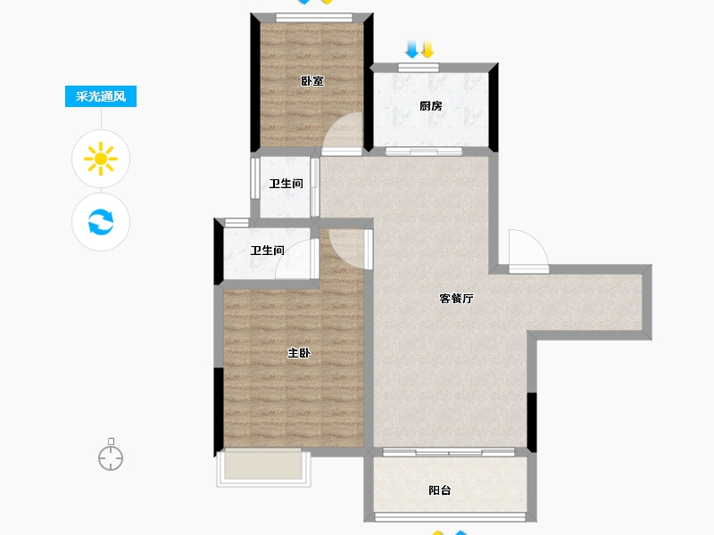 河南省-漯河市-临颍碧桂园-88.00-户型库-采光通风