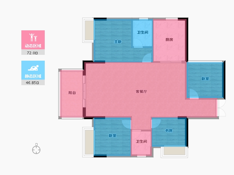 四川省-泸州市-蔺郎锦绣山水印象-108.35-户型库-动静分区