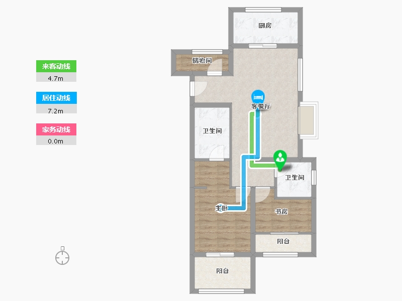 浙江省-嘉兴市-绿地绿禾名邸-72.00-户型库-动静线