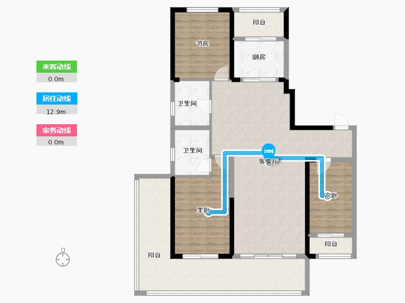 辽宁省-盘锦市-蓝色康桥N区·天玺城-129.35-户型库-动静线