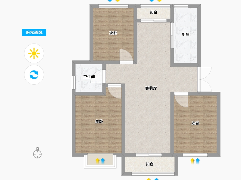 山西省-朔州市-京城港-90.01-户型库-采光通风