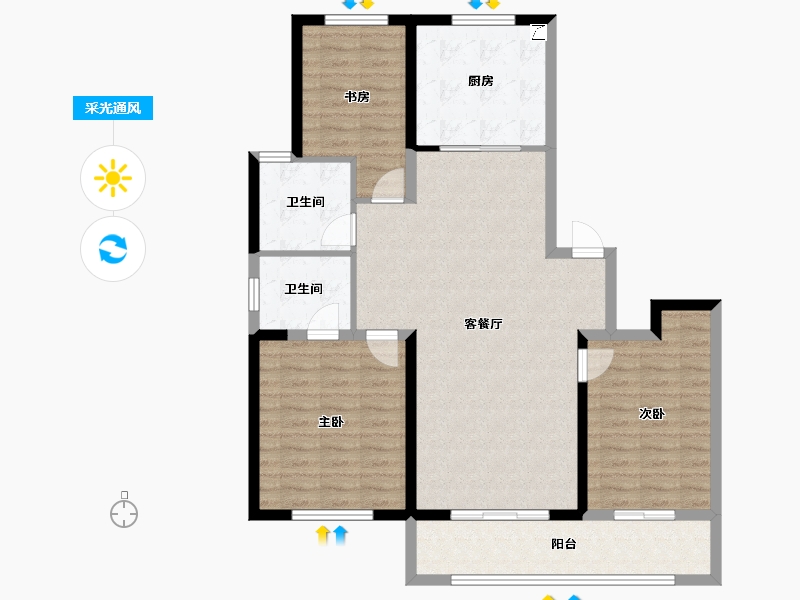 山西省-太原市-阳光·领域-104.80-户型库-采光通风