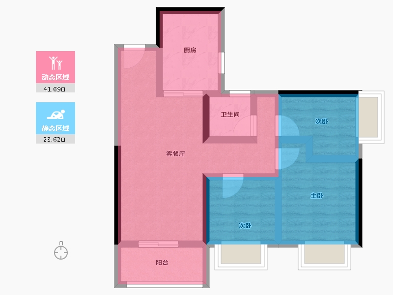 广东省-东莞市-粤港湾华堂里8号-56.29-户型库-动静分区