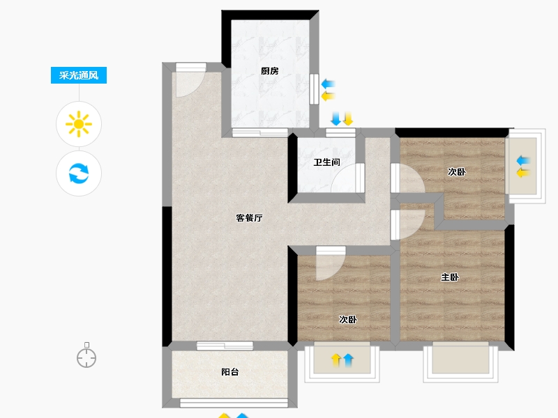 广东省-东莞市-粤港湾华堂里8号-56.29-户型库-采光通风