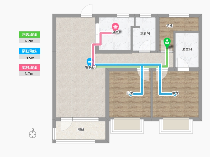 河北省-唐山市-禹洲嘉誉瀞湖-66.06-户型库-动静线