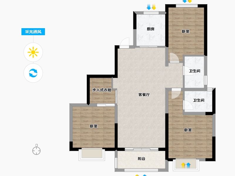 河南省-安阳市-林州柒号院-106.40-户型库-采光通风