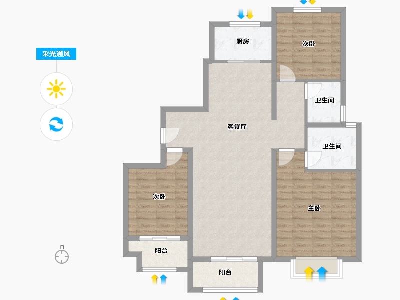 河北省-石家庄市-九福熙悦府-105.77-户型库-采光通风