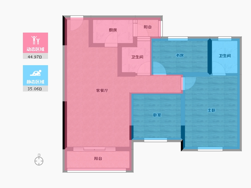 湖北省-咸宁市-金色海湾星河湾-70.21-户型库-动静分区