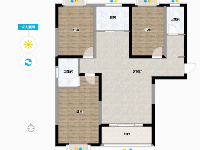 河南省-南阳市-国海•翰林学府-103.20-户型库-采光通风