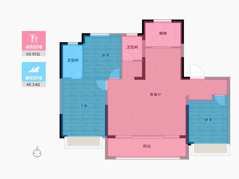 江苏省-徐州市-上东区-105.60-户型库-动静分区