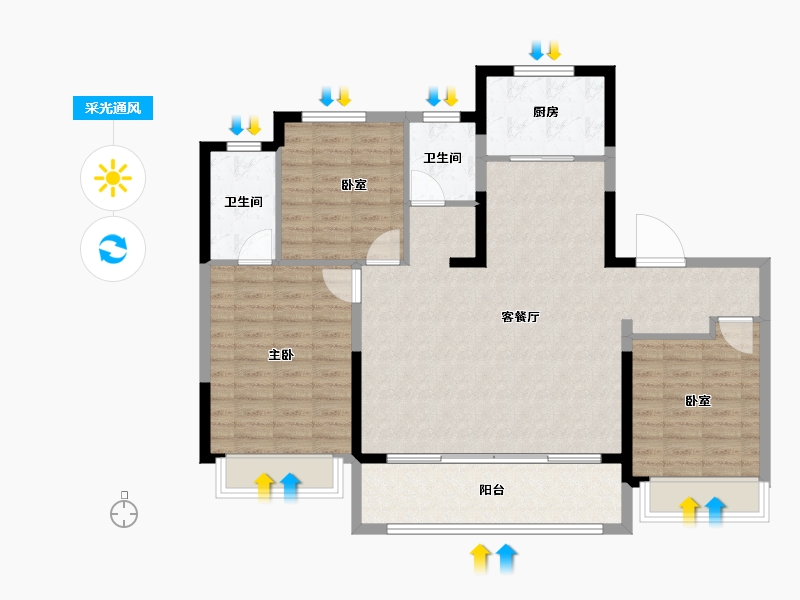 江苏省-徐州市-上东区-105.60-户型库-采光通风