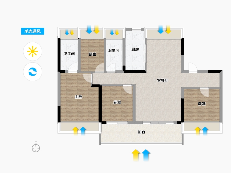 湖北省-十堰市-碧桂园·十里江湾-100.08-户型库-采光通风