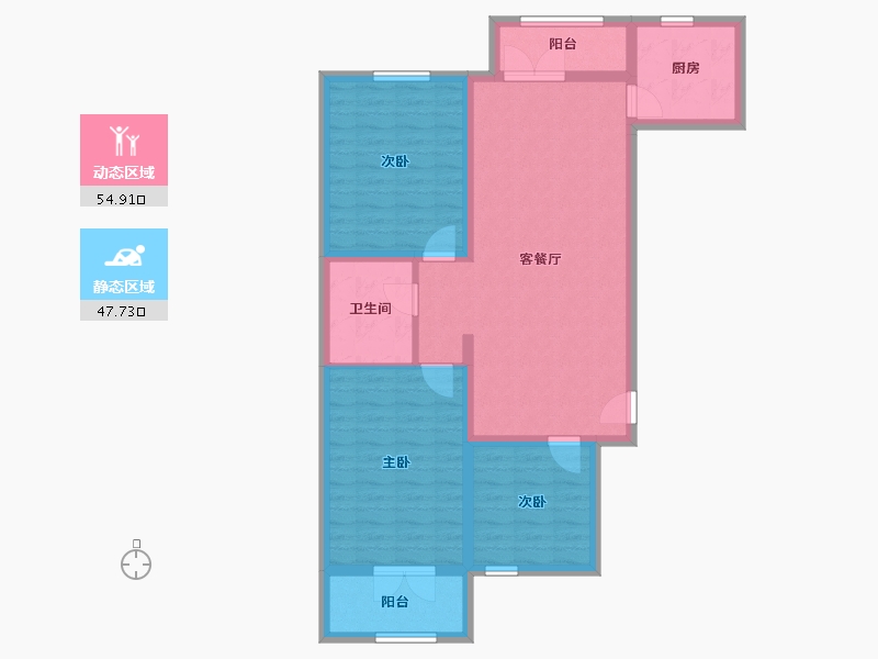 山西省-太原市-半山中庭-91.80-户型库-动静分区