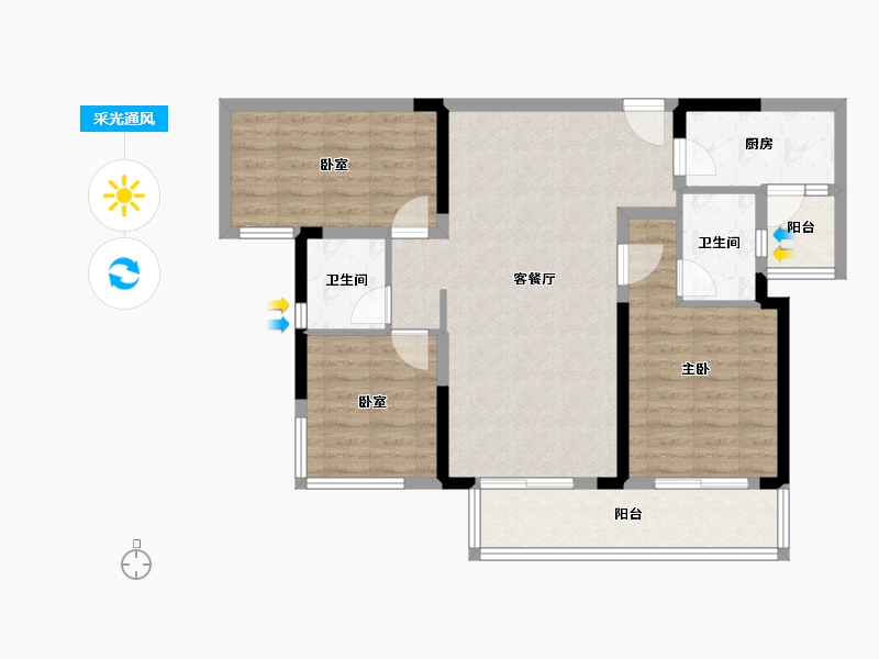 四川省-成都市-龙湖九里晴川-88.81-户型库-采光通风