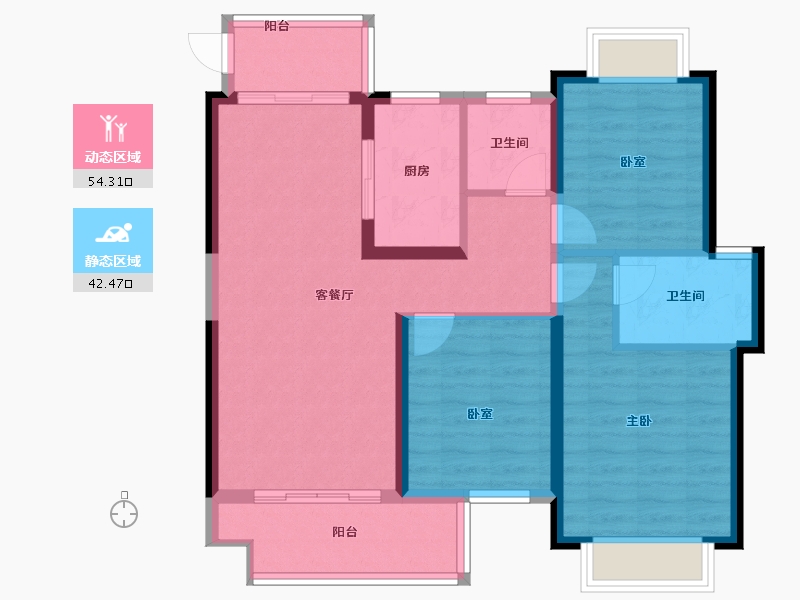 江西省-南昌市-万科玖里-86.49-户型库-动静分区