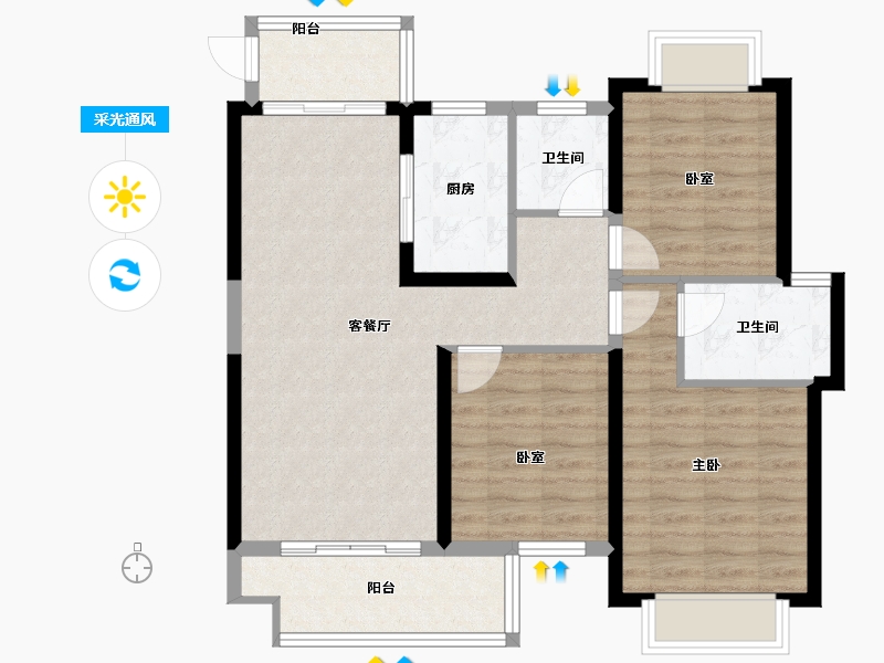 江西省-南昌市-万科玖里-86.49-户型库-采光通风