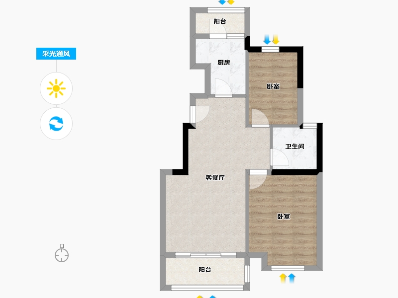 福建省-南平市-建瓯碧桂园-60.84-户型库-采光通风