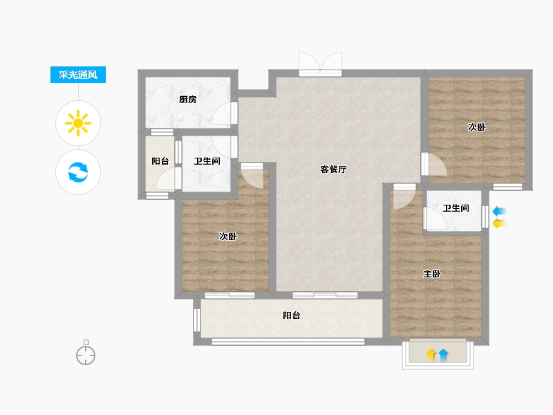 河南省-焦作市-沁阳晨升一號城邦-95.21-户型库-采光通风