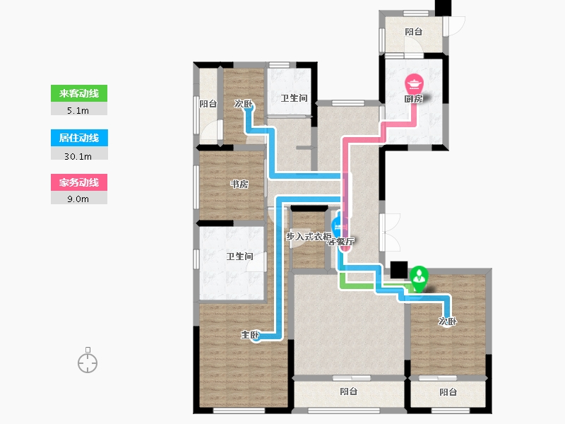 浙江省-宁波市-星悦中心·住宅-136.81-户型库-动静线