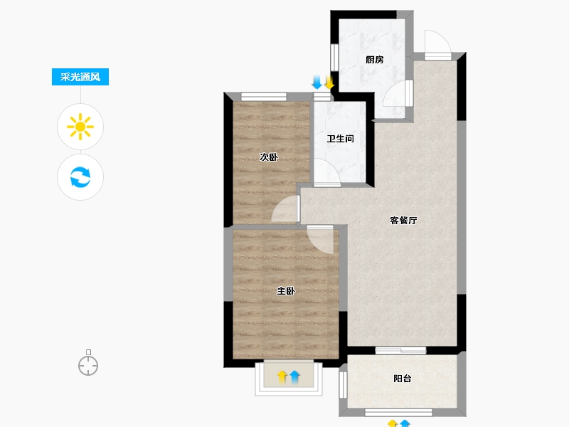 浙江省-嘉兴市-海伦堡氿月湾-60.00-户型库-采光通风