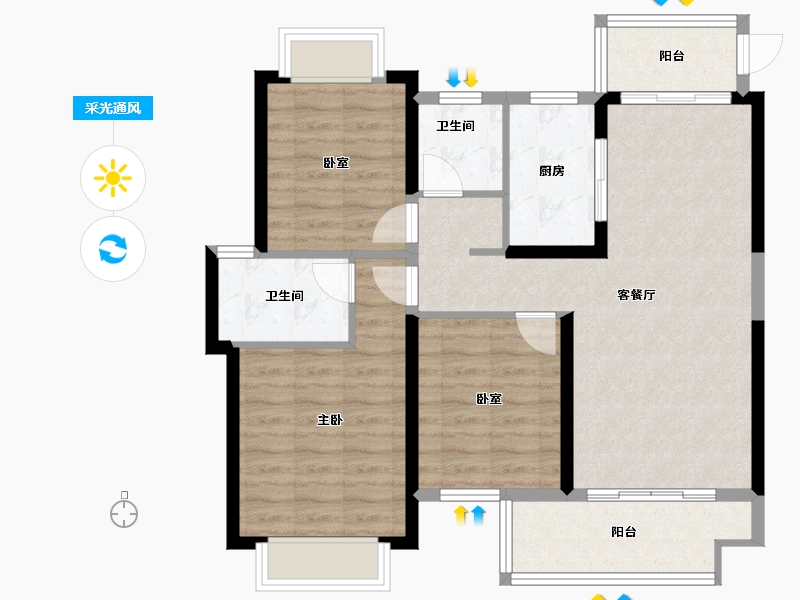 江西省-南昌市-万科玖里-86.49-户型库-采光通风