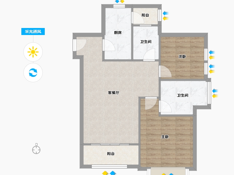 四川省-成都市-桐梓林欧城-72.13-户型库-采光通风