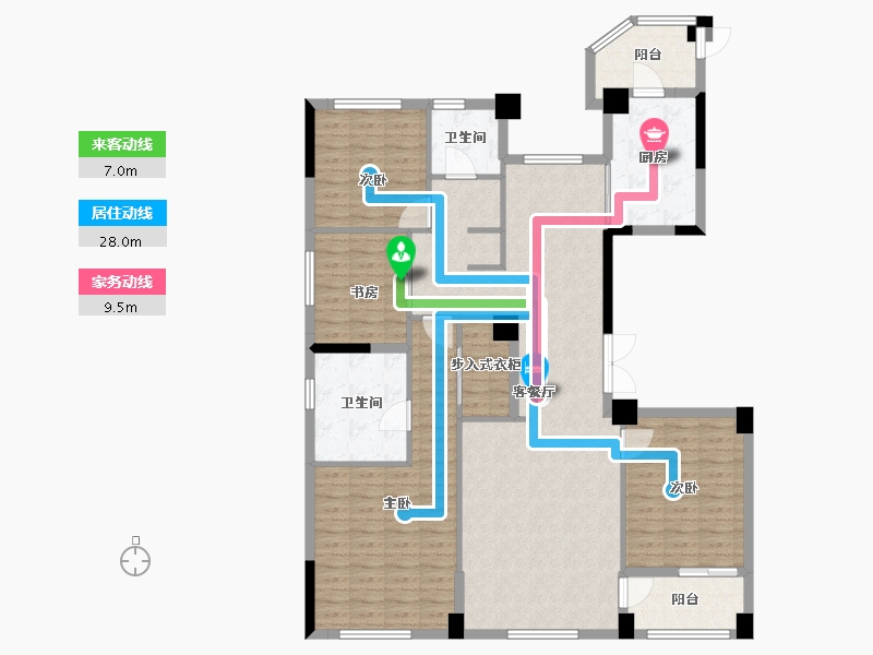 浙江省-宁波市-星悦中心·住宅-136.53-户型库-动静线