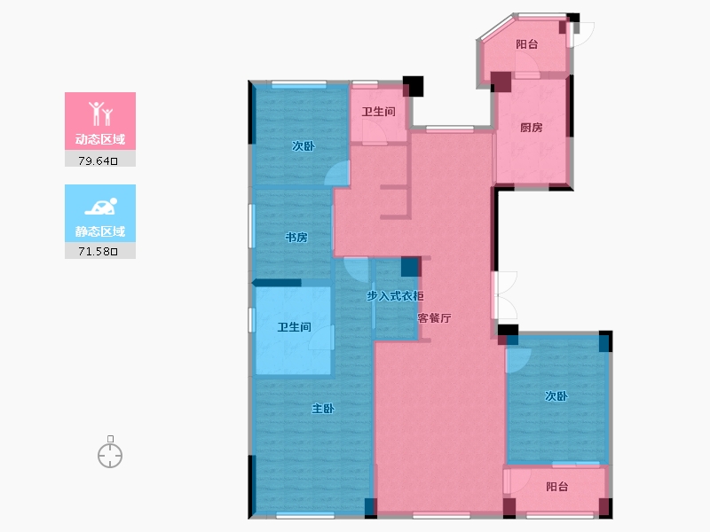 浙江省-宁波市-星悦中心·住宅-136.53-户型库-动静分区