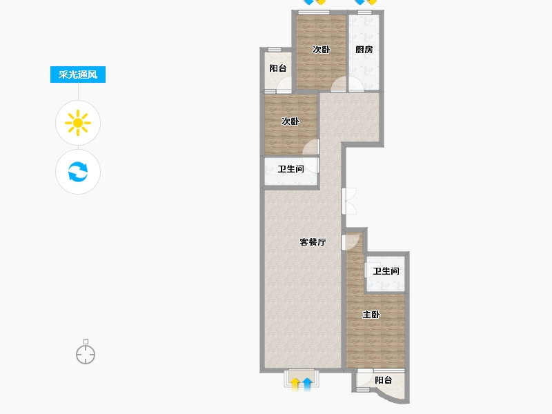 山西省-大同市-阳泉新澳城-122.20-户型库-采光通风