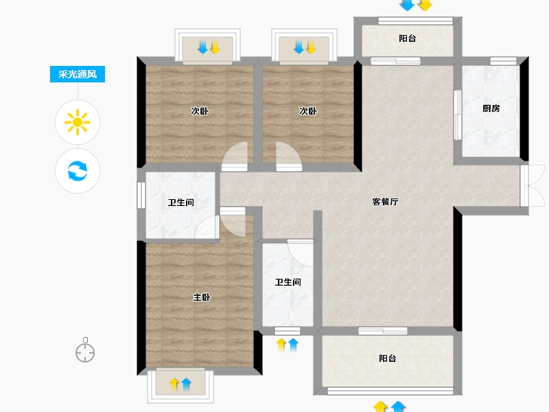 湖北省-宜昌市-丹阳馨居英郡年华二期-89.42-户型库-采光通风