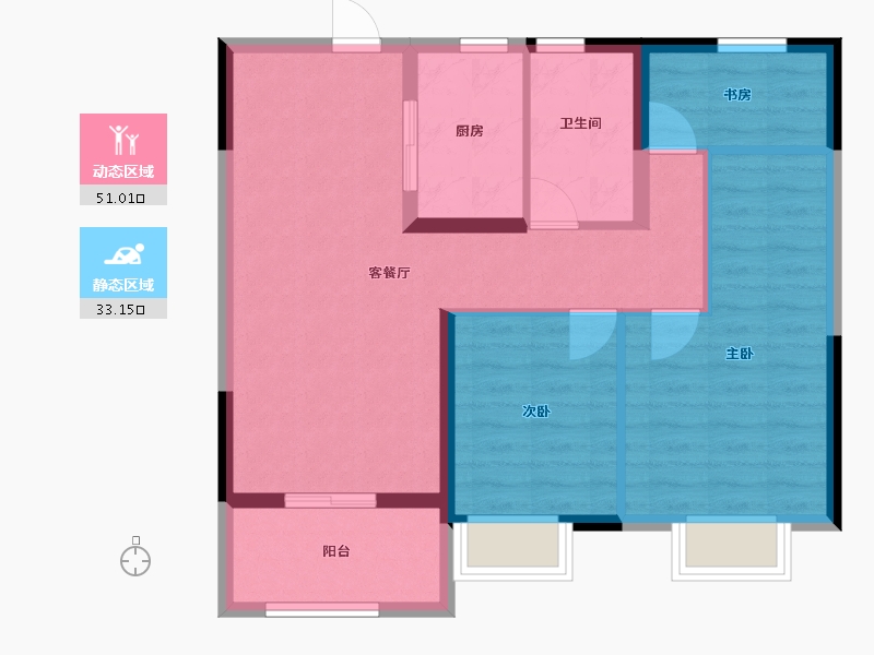 浙江省-嘉兴市-海伦堡氿月湾-75.30-户型库-动静分区