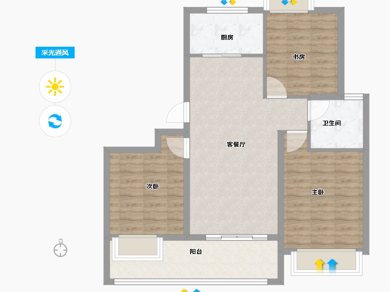 安徽省-黄山市-鑫基·尚紫台-81.60-户型库-采光通风