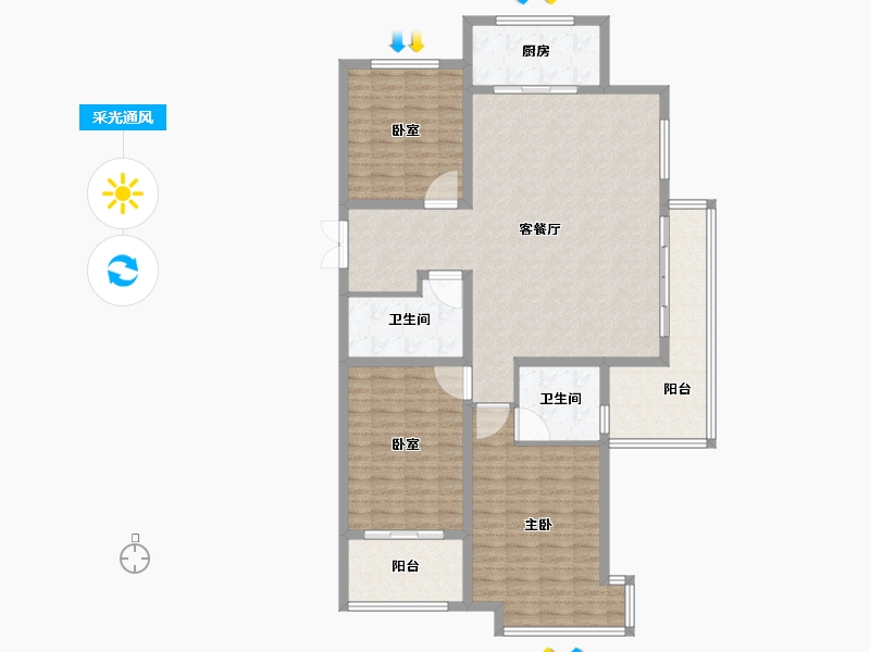 山东省-德州市-华腾御城澜湾-132.00-户型库-采光通风