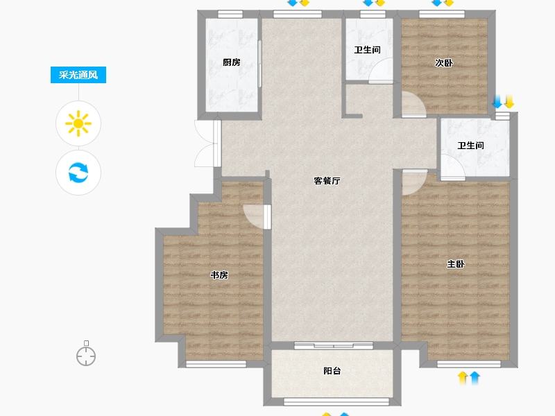 江苏省-连云港市-尚都·滟澜山-110.80-户型库-采光通风